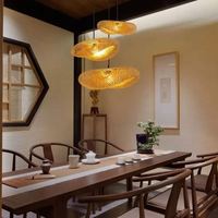 Luminaire suspendu en bambou tissé à la main, nouveau design, lampes suspendues en rotin naturel, lustre pour restaurant, maison, imprimé en 3D
