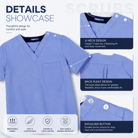 Haut de blouse médicale ANNO respirant 65/35 T/C - Tissu uni anti-boulochage - Tenue de travail durable à col en V pour médecins