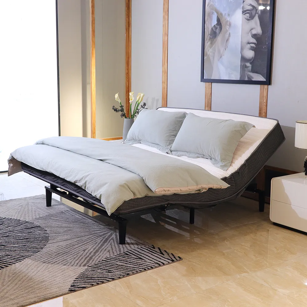 आधुनिक बेडरूम फर्नीचर के लिए रिमोट कंट्रोल राजा आकार बिजली समायोज्य बिस्तर वयस्क