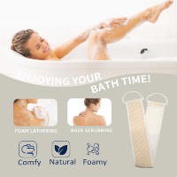 Sangle de bain exfoliante en coton naturel double face pour le dos, ceinture de douche écologique pour le gommage corporel