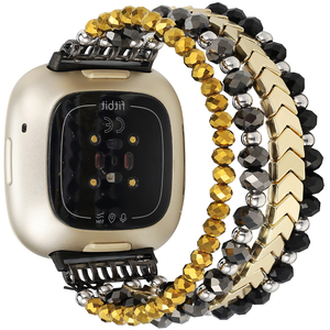 Pulsera de cuentas para <span class=keywords><strong>mujer</strong></span> para <span class=keywords><strong>Fitbit</strong></span> Versa 3/4, correa de cuentas de joyería para <span class=keywords><strong>Fitbit</strong></span> Versa 3/4, correa elástica de cuentas de cristal con diseño de flecha - Product Image 4