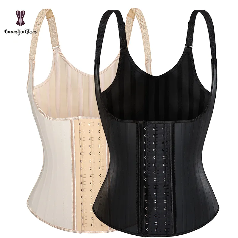 Plus la taille XS à XXXXXXL Faja Colombianas Latex Corset femme minceur gilets paillettes Latex taille formateur avec 25 Robs