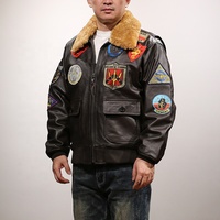 Veste d'hiver sur mesure de style Top Gun Maverick, col en fourrure d'agneau amovible, veste bomber en cuir véritable pour homme, veste de moto