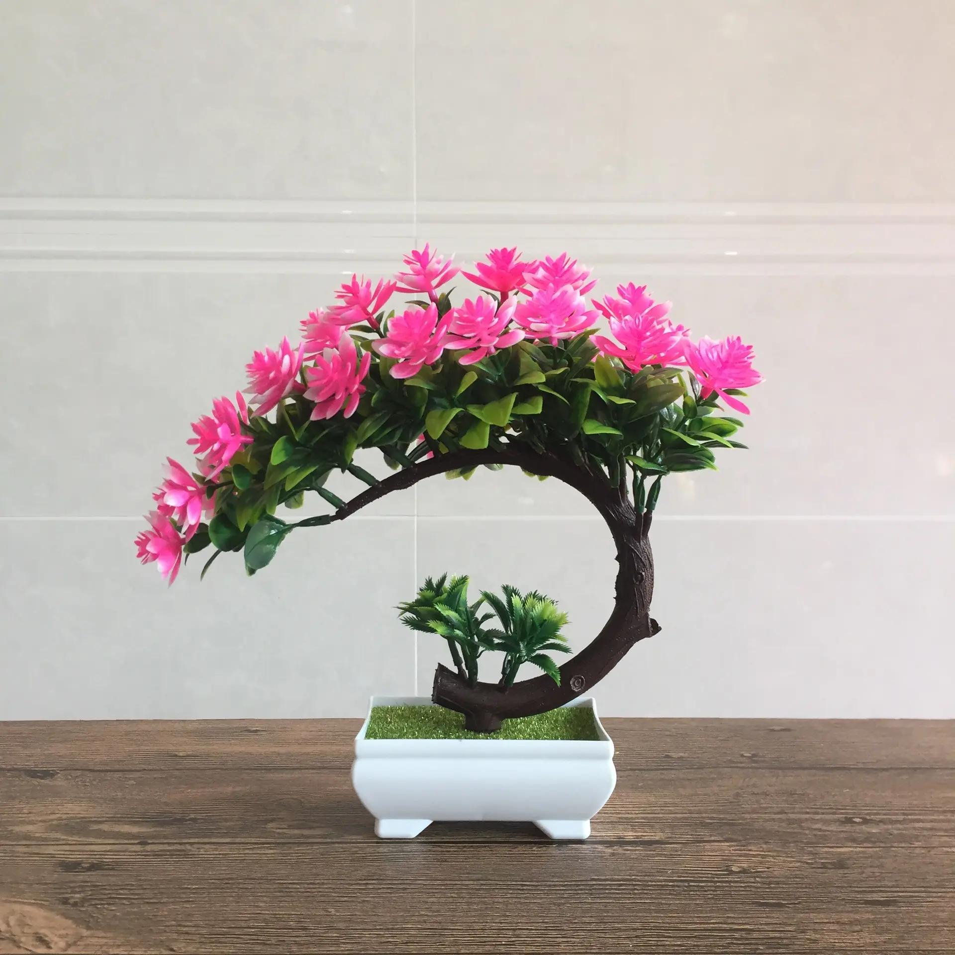 Árvore de bonsai falsa de vaso, planta verde artificial para decoração de casa e escritório