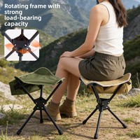 Tabouret triangulaire portable, compact et rotatif, petite chaise pliante pour la pêche et le camping