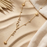 Collier avec pendentif en forme de cœur en or, lettres LOVE, accessoires de mode pour filles, bijoux en gros TGXL15364