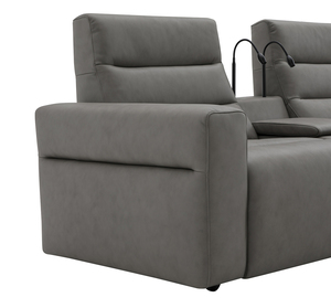 Conjunto de Asientos de Cine Profesionales en Nivel, Sofá Reclinable Eléctrico de Cuero de Lujo con Reposacabezas <span class=keywords><strong>Motorizado</strong></span> para Sala Multimedia Privada - Product Image 6