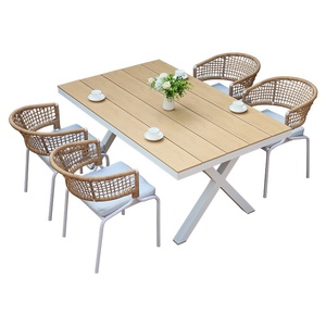 Conjunto <span class=keywords><strong>de</strong></span> <span class=keywords><strong>Mesa</strong></span> <span class=keywords><strong>y</strong></span> <span class=keywords><strong>Sillas</strong></span> para Comer al Aire Libre con Estructura Metálica, Diseño Moderno <span class=keywords><strong>y</strong></span> Simple, Móvil para Jardín, Patio, Balcón - Product Image 5