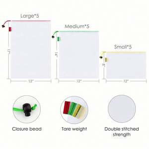 Premium Recycled Polyester Mesh Produce <b>Bags</b> Double-Stitched Strength with Tare Weight on Tags - Product Image 2