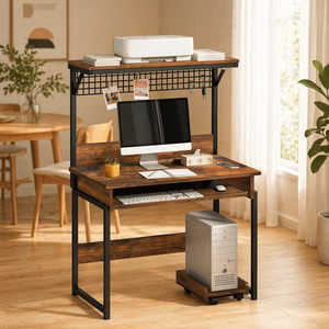 Modern <strong>Vintage</strong> 2 Tier Ladder Computer <strong>Desk</strong> with Storage Bookshelf <strong>Writing</strong> Table for Office or Home Use - Product Image 1