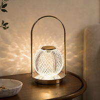 Lanterne de table portable plaquée or, lampe de chevet LED sans fil rechargeable par USB, intensité réglable, pour chambre à coucher, maison, hôtel, décoration