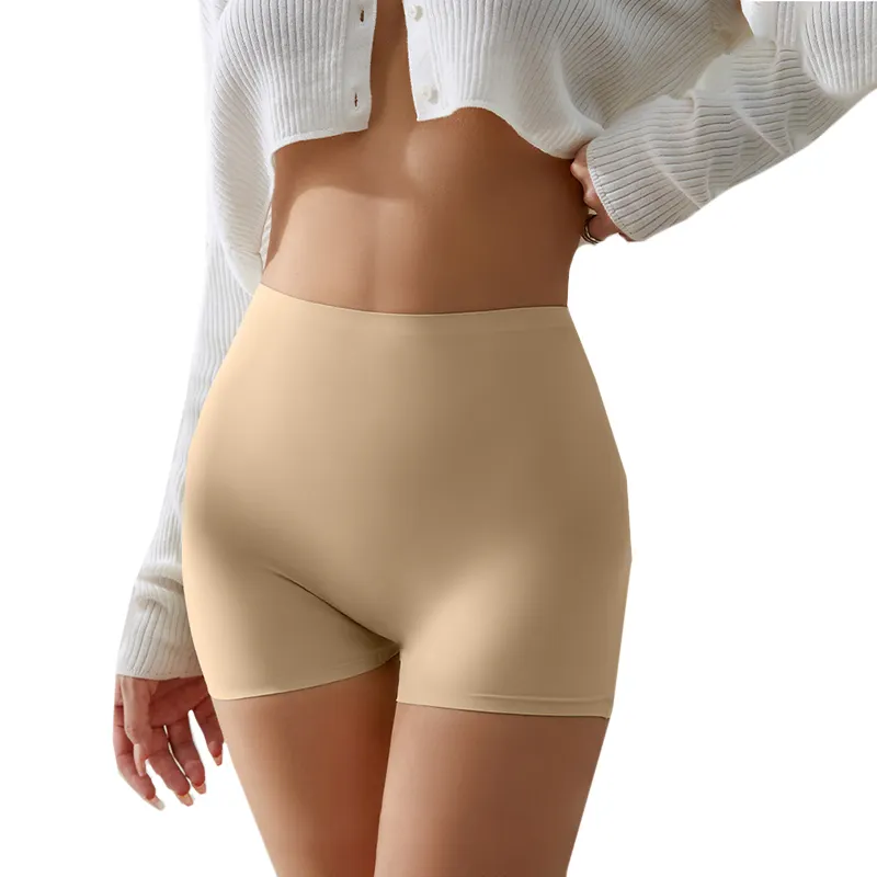 Celana dalam wanita terbaru 2023, celana dalam sutra es pinggang sedang elastisitas tinggi, celana pengaman tanpa kelim pembentuk tubuh