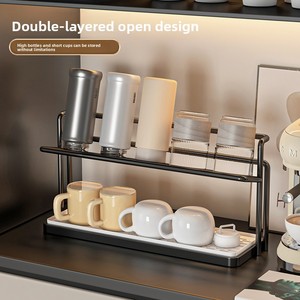 Metal Standing Type Double-layer Draining Tray Minimalist Style Kitchen and Dining Table Cup <b>Teacup</b> and Coffee Mug Organizer - Product Image 5