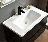 Meuble-lavabo en bois massif résistant à l'eau avec miroir et vasque intégrés
