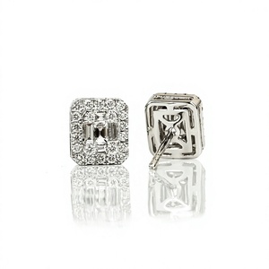 Pendientes de Diamantes Creados en Laboratorio, Joyería Fina, Plata de Ley 925, Oro Blanco Sólido de 10K, 14K, 18K, Pendientes con Halo de Ilusión - Product Image 4