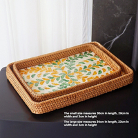 Moderne rieten rechthoekige opbergbak, draagbaar, handgeweven, voor snacks & fruit, dessert & thee.