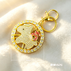 Fashion Alloy Rhinestone Rotatable Horse Keychain 62mm Round <b>Key</b> <b>Ring</b> Money <b>Bag</b> <b>Key</b> Pendant <b>Key</b> Holder for Handbag Ornament - Product Image 1