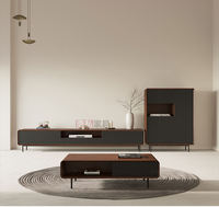 Ensemble de Meubles de Salon Moderne et Luxueux, Meuble TV en Bois et Table Basse avec Verre, Supports et Unités TV Tendance