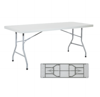 Table de banquet en plastique blanche, robuste et portable, de 6 pieds, pour 10 personnes, idéale pour les mariages, les jardins et les événements commerciaux, directement de l'usine.