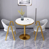 Petite table ronde pour la maison, table basse pour balcon, table de réception de bureau, table de négociation avec 2 chaises