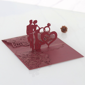 Tarjeta de felicitación láser 3D para matrimonio con sobre, tarjeta de invitación dorada hueca para boda, hermosa tarjeta de invitación - Product Image 5