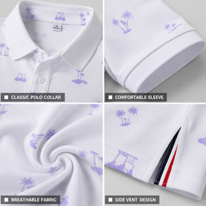 Polo de Golf Personalizado Premium para Hombre, Color Lavanda, con Tecnología de Absorción de Humedad, Marca Privada, Ropa de Resort, OEM - Product Image 3