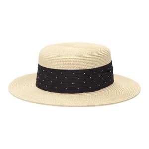 Sombrero de Paja para Mujer, con Cinta Negra, Protección Solar para la Playa, Sombrero de Verano a la Moda - Product Image 5
