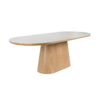 Tables ovales en bois au design moderne, très vendues, table à manger en MDF avec plateau en céramique