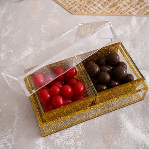 Juego de Platos para Servir Aperitivos de Acrílico con 4 Compartimentos, Bandeja de Lucite con Brillo Dorado, Servidor de Condimentos - Product Image 6