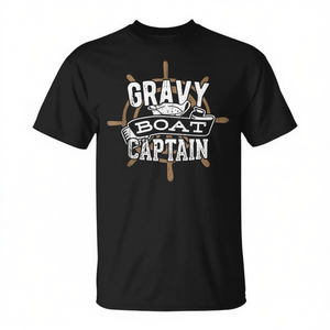 Gravy Boat Captain T-Shirt noir unisexe taille adulte moyenne - Product Image 2