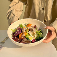 Bol japonais à l'effet d'encre éclaboussée, grand plat profond pour soupe, pâtes, salade, céréales, plat de cuisson résistant au four, usage commercial et domestique