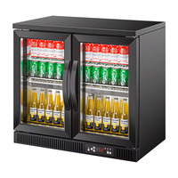 Réfrigérateur commercial vertical à double température 200L en acier inoxydable, 2 portes, R134a/R290, refroidissement par air, pour la présentation de bières