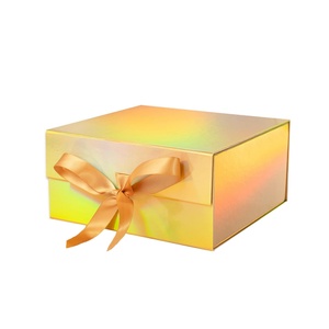 Popular Design Custom Logo Exquisite <b>Gift</b> Packaging Holographic Paper Folding <b>Magnetic</b> <b>Box</b> With Ribbon - Product Image 1
