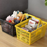 Panier de courses portable à 2 poignées, durable, à fond plat, pour supermarchés, salles de bain, magasins de proximité, pique-niques, grande capacité