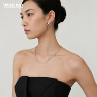 Collier tendance en laiton texturé minimaliste avec chaîne trombone, plaqué or blanc, délicat, rectangulaire, unisexe, vente en gros