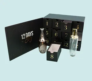 2023 Nieuwe Luxe 12 Zwarte Glitterladen Schoonheid Adventskalender Verpakkingsdoos