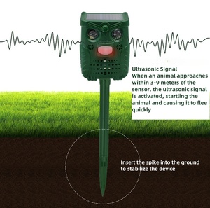 USMILEPET nuovo Repeller per cani ad ultrasuoni ABS Repeller per animali ad ultrasuoni a energia solare per cani e uccelli gatti all'aperto - Product Image 3