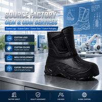 Bottes de travail d'hiver pour hommes en gros, à scratchs, doublées thermiquement, antidérapantes, réfléchissantes, imperméables, pour l'extérieur