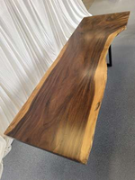 Plateau de table en bois massif de raintree à bords naturels pour restaurant, bureau, cuisine et salle à manger