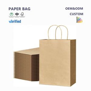 Bolsas de Papel Kraft Reciclables Personalizadas al por Mayor, Estilo Clásico con Asas para Empaquetado de Ropa, Impresión de Logotipo Empresarial, Regalos y Manualidades - Product Image 1