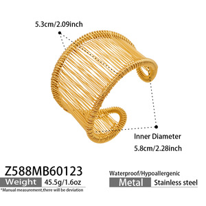 <span class=keywords><strong>Bracelet</strong></span> manchette large ouvert Enigma Li Z588 en acier inoxydable plaqué or 18 carats, bijoux de mode - Product Image 2