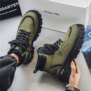 2026 New Chelsea Boots <strong>Ankle</strong> <strong>Bootie</strong> Men's Shoes Winter Lace-up Retro Thick-Soled Height-Increasing Sneakers Motorcycle Work Mesh - Product Image 3