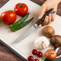 Couteau à steak de cuisine en acier inoxydable 3Cr13 de 4,5 pouces avec finition polie, manche ergonomique ambidextre en bois Pakka