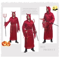 Costumes de démon du diable rouge pour hommes pour fête d'Halloween adulte Cosplay du diable Satan
