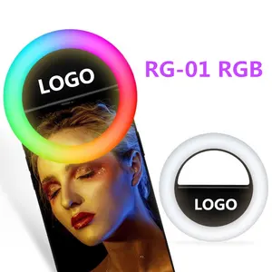 מכירה לוהטת RG-01 LED SELFIE טבעת אור נטענת מצלמה מיני Selfie אור עם 30 rgb טבעת אור