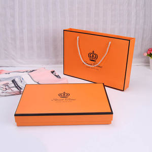 Customized Luxury Orange <b>Scarf</b> Gift Box UV Coating Recycled Materials Paper Packaging Sponge Liner for <b>Handbag</b> Clothes Underwear - Product Image 4