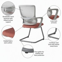 Chaise d'invité en maille à dossier lamellé avec accoudoirs à boucle fixe, empilable, base chenille, pour formation, réception et conférence
