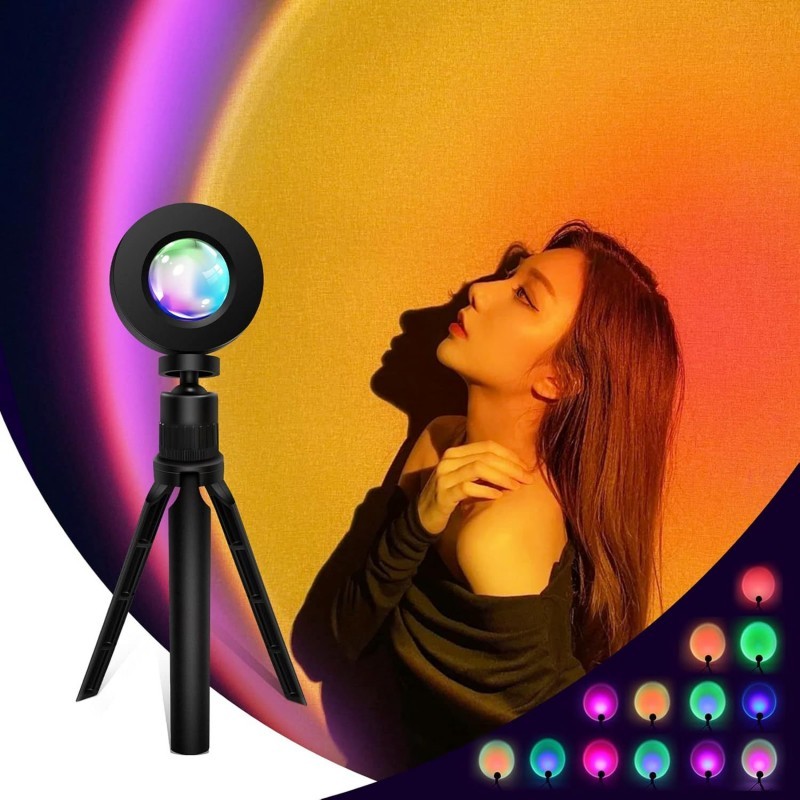 Sunset Lamp Projection 21 Colors Lights 180 Degree Rotation Led Light Push Button Switch APP Control for Party Bedroom Decor