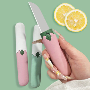Nahe Stainless Steel Fruit Knife Green Pink C1WSF Portable Multi Purpose Peeler For Kitchen Outdoor Use - Product Image 1