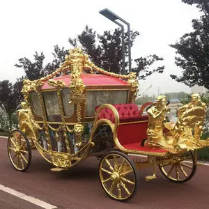Outdoor Electric Royal Horse Carriage Sculpture European Horseless Carriage Carts For Festival